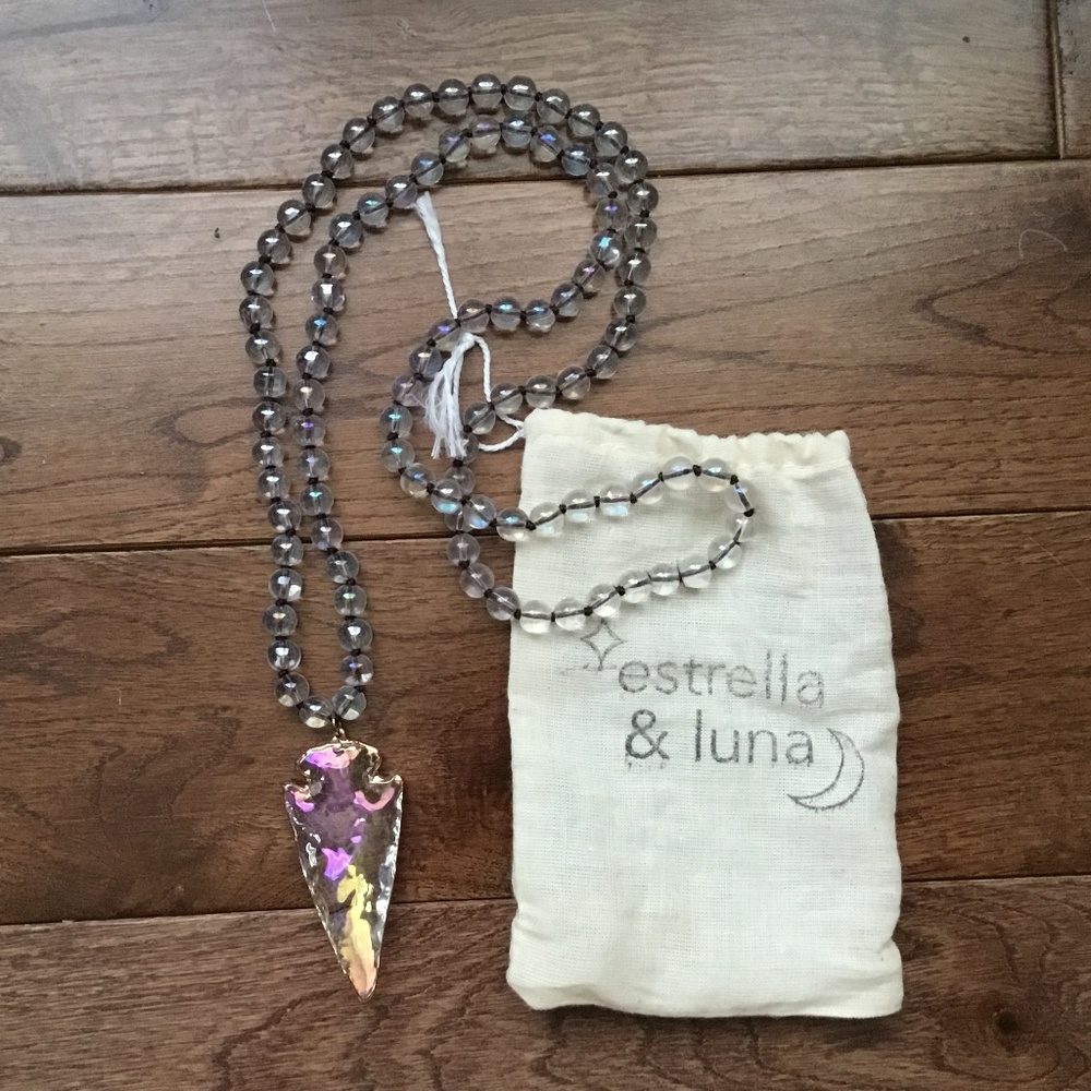 Estrella & Luna Genuine Stone Arrowhead Necklace